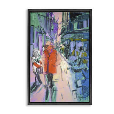 Toile flottante encadrée "Strolling City Street" par June Erica Vess