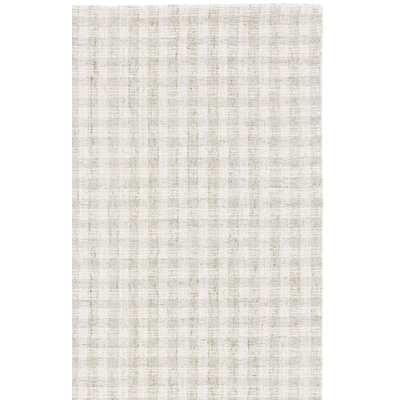 Giovoni Ebony Hand Tufted Wool/Cotton Plaid Rug in Sage/Ivory