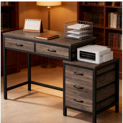 Bureau, table d'écriture, bureau d'ordinateur avec armoire à tiroirs