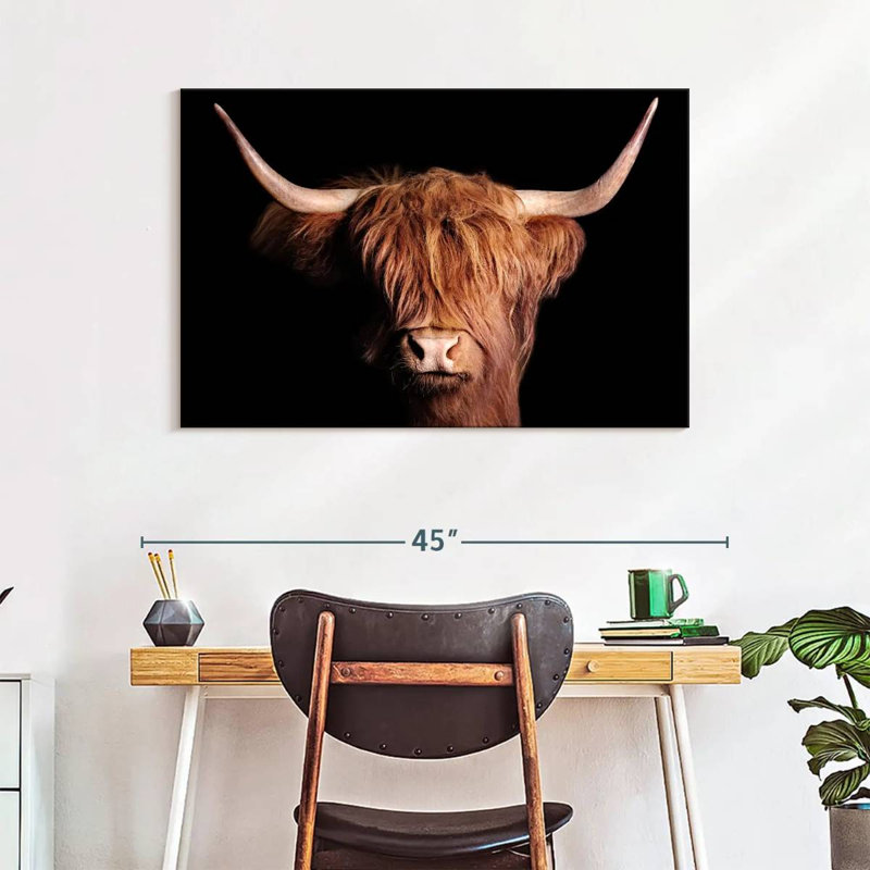 «Scottish Highland Cow», reproduction sur toile, H 26 po x l 39 po x P 1,25 po