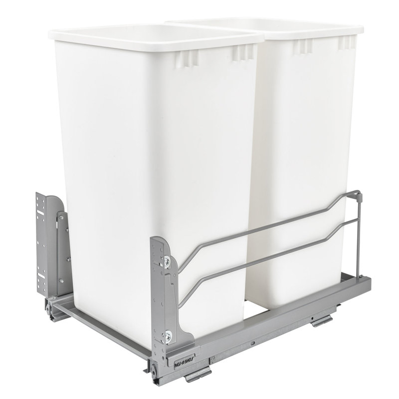 Poubelles coulissantes doubles Rev-A-Shelf avec fermeture en douceur , Blanc