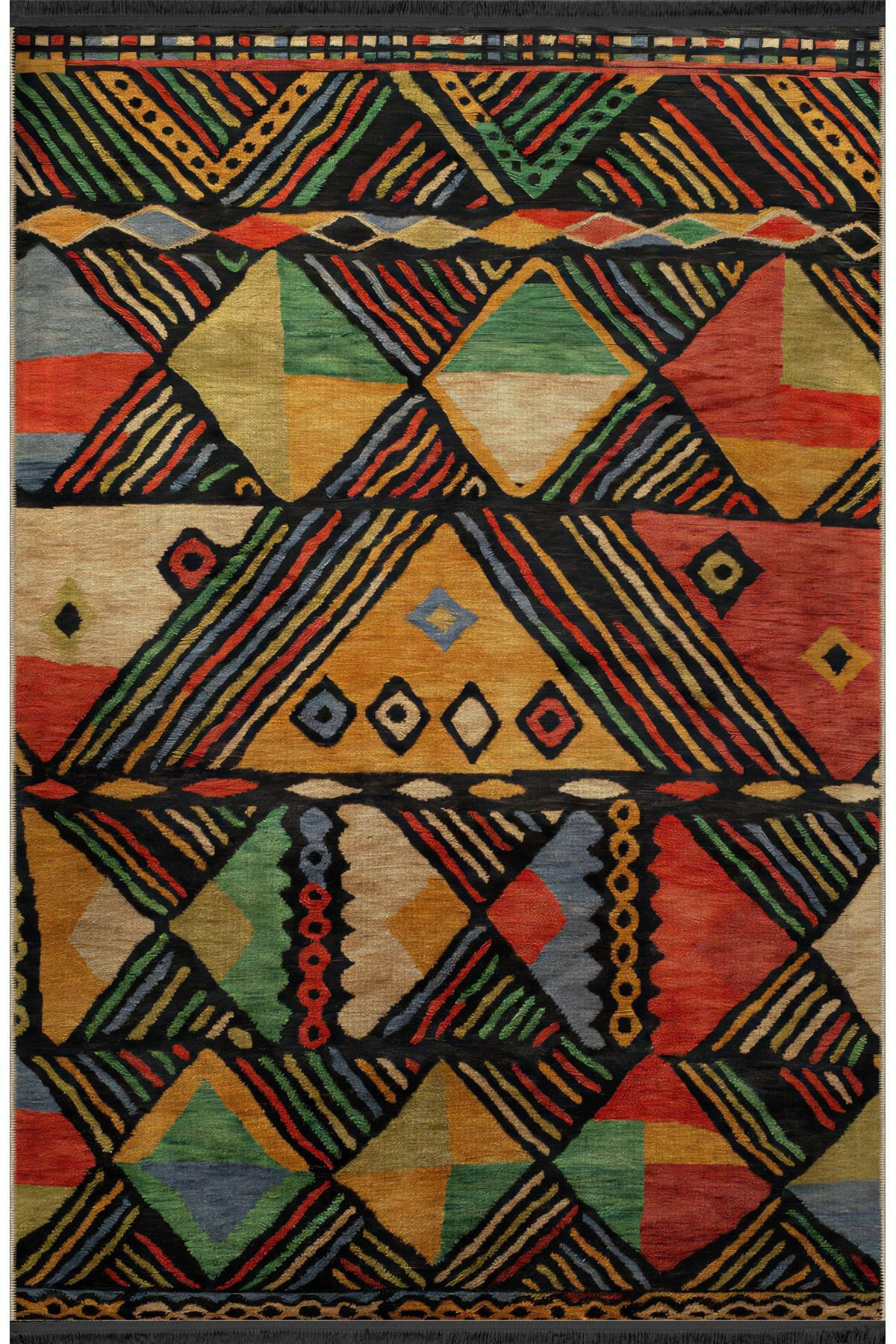 Hokku Designs Dark Toned Multi Colored Mixed Geometric Shape Patterned ...