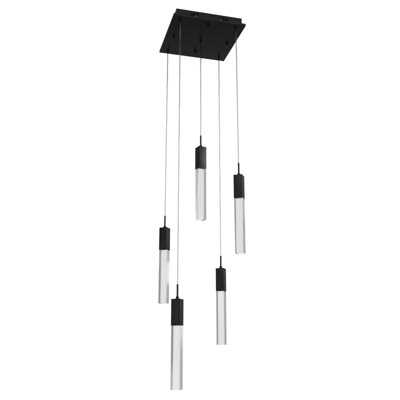 Luminaire suspendu 5 lumières Vennie Snow Collection, Noir mat