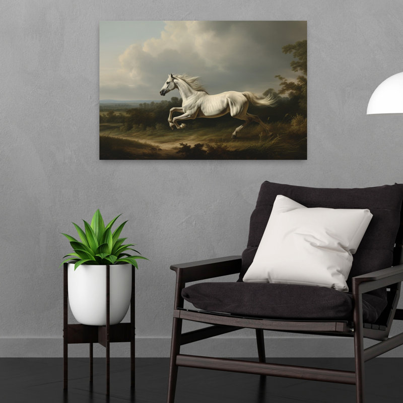 Impression d'art mural majestueux, cheval, classique, dramatique, paysage abstrait, 16" H x 24" W