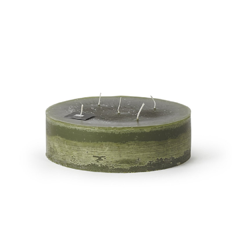 Bougie pilier super non parfumée, H 2,75 po x l 9,05 po x P 9,05, Vert foncé