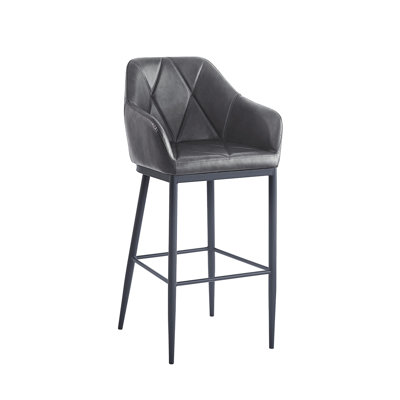 Tabouret de bar en métal noir avec pieds en vinyle noir
