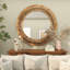 Wood Large Room Wall Mirror with Layered Wood Chip and Stick Design