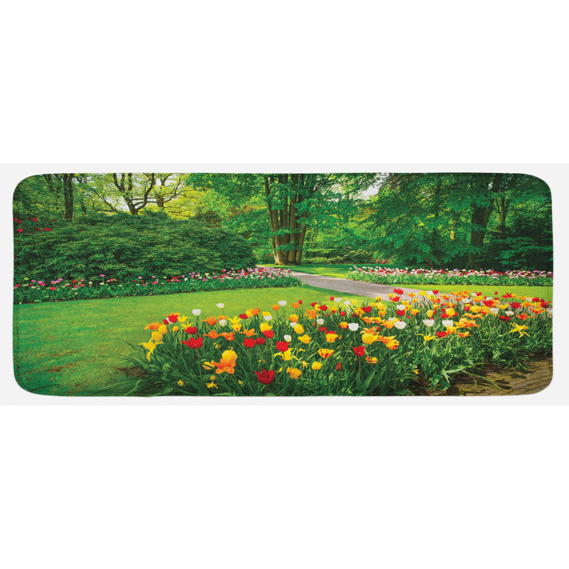 Rustic Floral Polyester Kitchen Mat