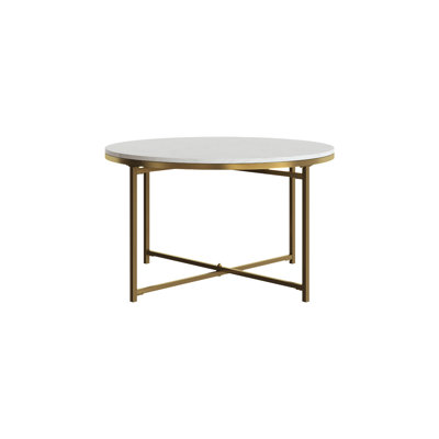Elemental Round White Coffee Table Marble Tabletop