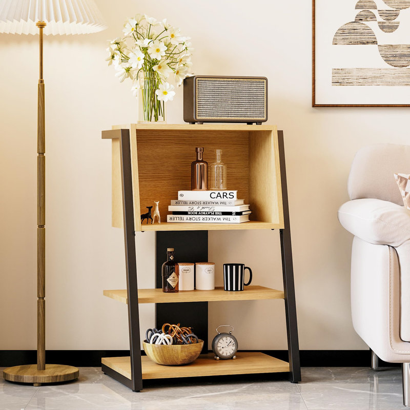 Bookshelf 4-Layer Bookcase/Storage Shelf, Suitable For Printer Stand, Hi-Fi Stand, Record Player Stand, Yellow