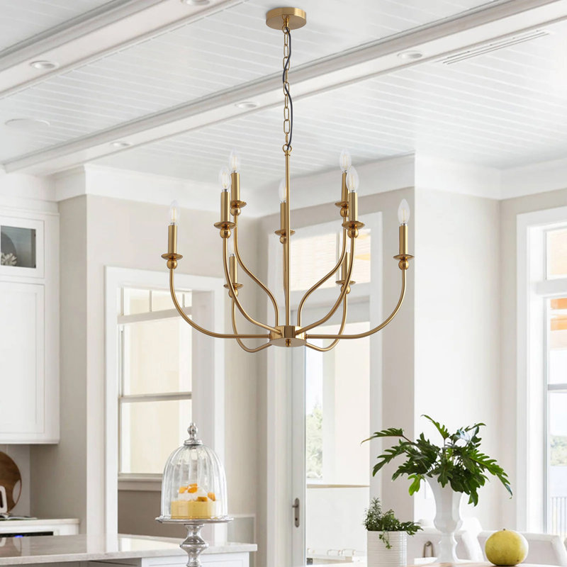 Luminaire suspendu style bougie 9 lumières Oniyah, Or
