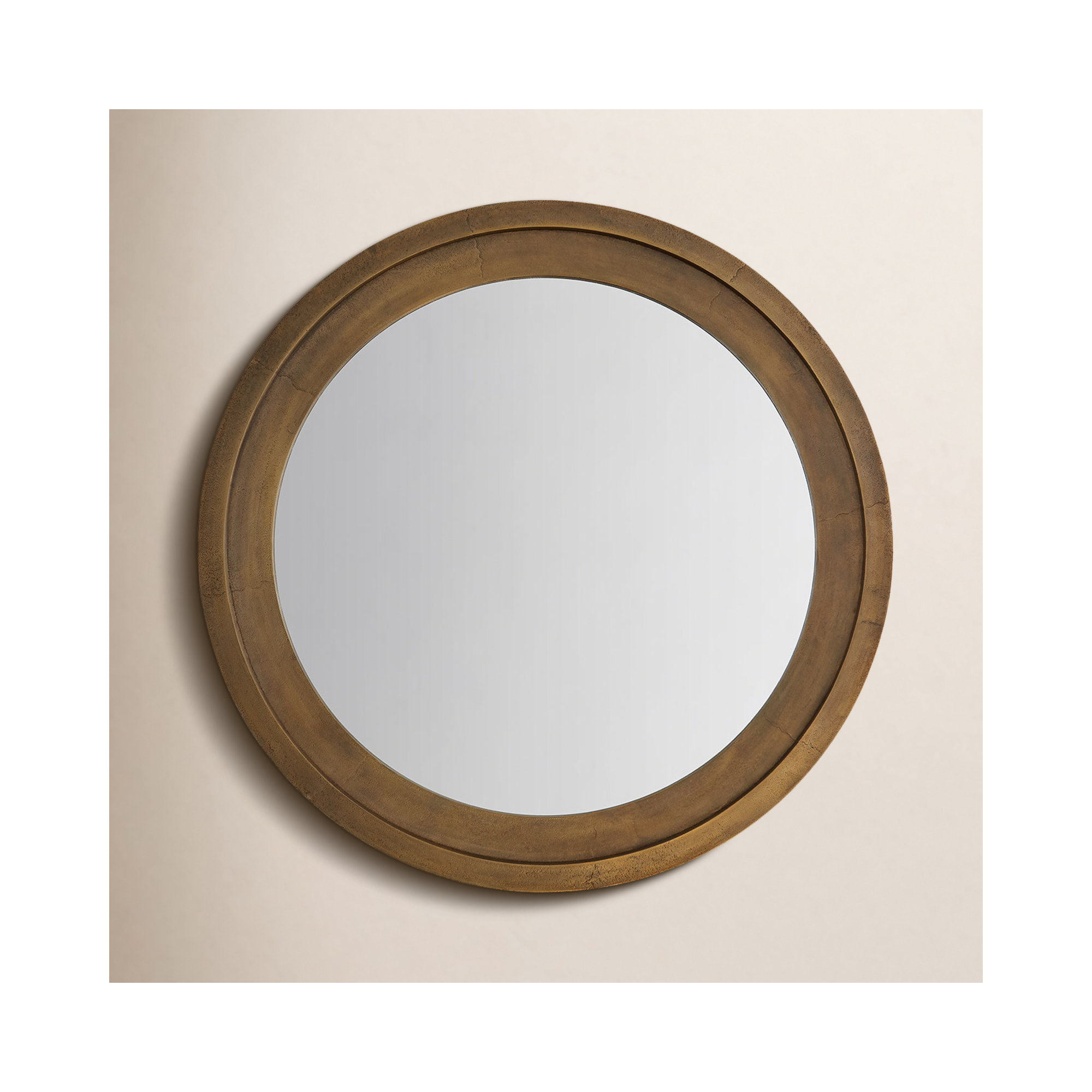 Canto Metal Wall Mirror, Oxidized Brass