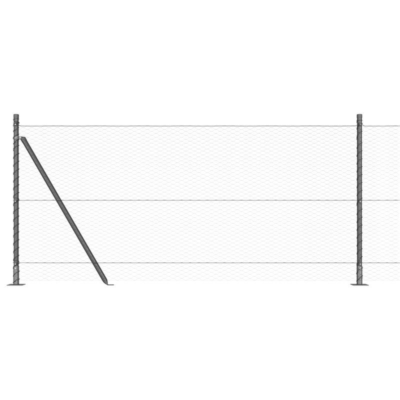 Hexagon Fence Steel, Grey, 100cm H x 5000cm W