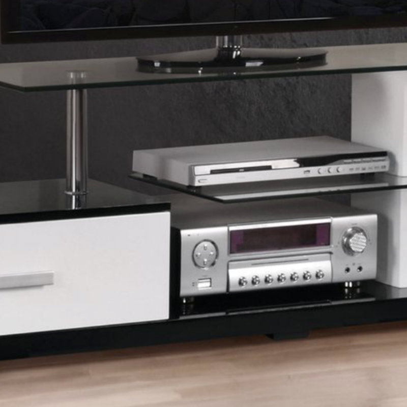 Ivana White & Black Finish TV Stand (TV Stand)