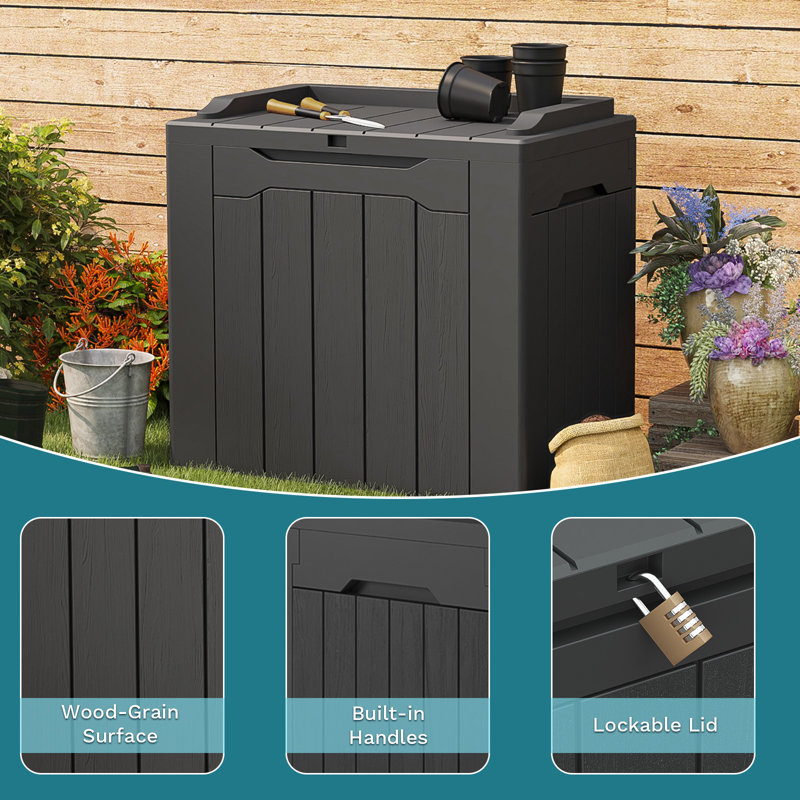 32 Gallon Black Polypropylene Lockable Deck Box