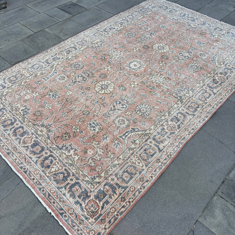 Tapis turc vintage en laine turque Anatolian rétro pour grands espaces de chambre - Style oriental Oushak