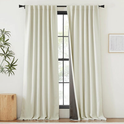 NICETOWN Thick Linen 100% Blackout Curtains 2 Panels, Pinch Pleated Room Darkening Thermal Curtains Sound Reducing Window Treatments for Bedroom/Living Room