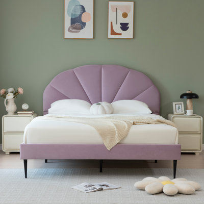 Deeb Tufted Upholstered Flower Silhouette Headboard Platform Bed