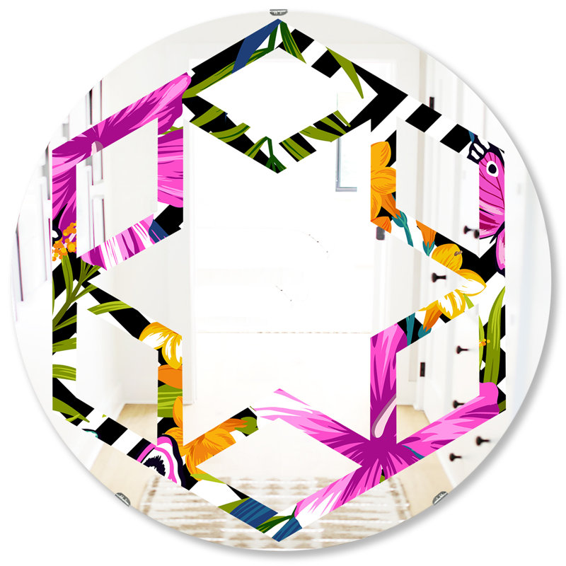 Miroir mural éclectique Foliage and Geometrics, H 31,5 po x l po