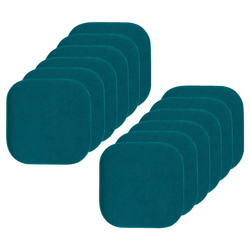 Honeycomb Non-Slip Indoor Chair Cushions, Peacock Blue, 12-Pack