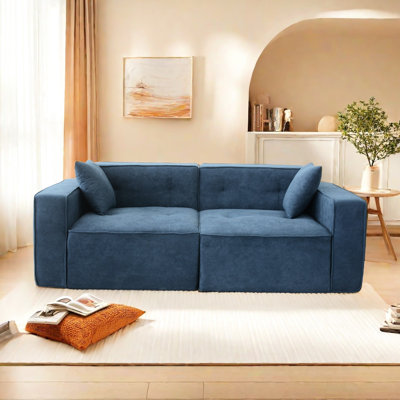 Lit moderne en velours bleu à 3 places avec compartiment de rangement pratique et fonctionnel