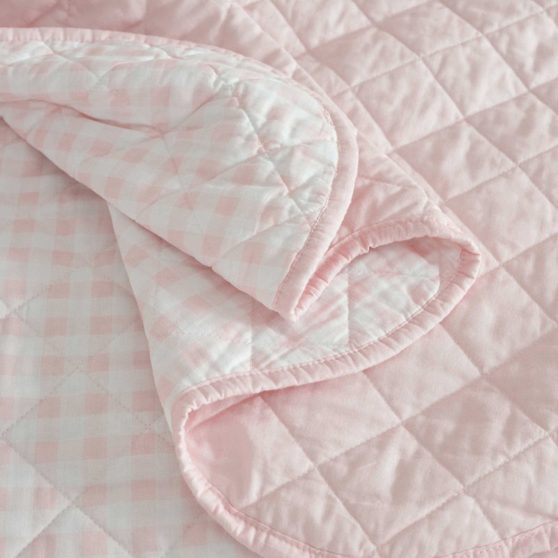 Ensemble de courtepointe réversible en coton Martha Vichy Martha Stewart Olivia, Rose