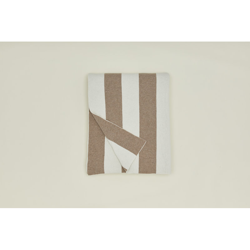 Simple Striped Throw Blanket, Ivory/Flax