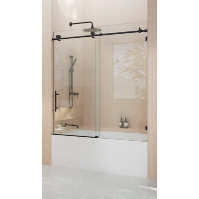 Eclipse 52 - 56 in. x 60 in. Fully Frameless Sliding Bathtub Door