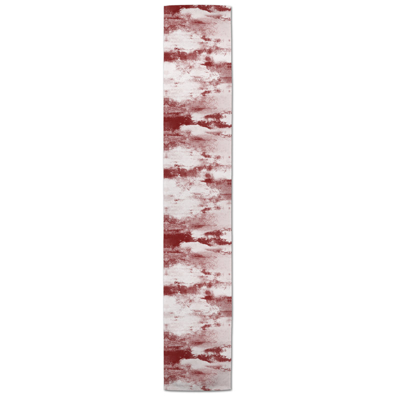 Chemin de table Doster, 90 po x 16 po, Rouge, Abstraction