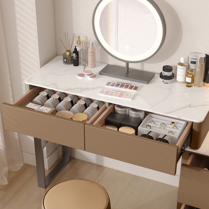 Ensemble de meuble-lavabo en marbre et en bois massif l 55,1 po Edorta, Brown
