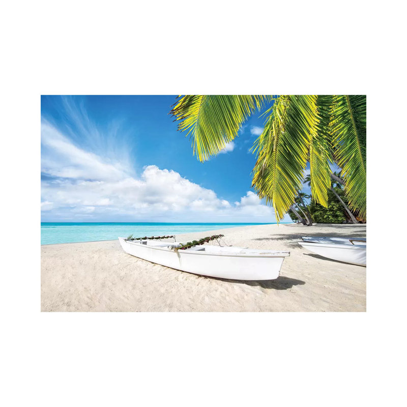 «Boat At The Beach On Bora» par - Toile tendue, H 8 po x l 12 po x P 0,75 po