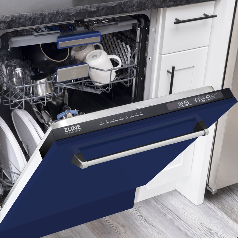 ZLINE 24" Tallac Series 3rd Rack Tall Tub Dishwasher with Stainless Steel Tub, 51dBa, Blue Gloss