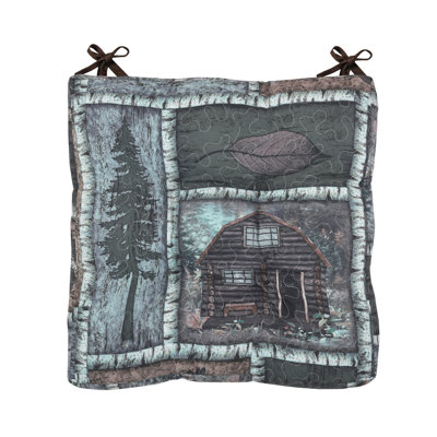 Lodge Cabin Woodland Forest Outdoor Themed 18†x 18†Comfortable Chair Seat Cushion by Loon Peak