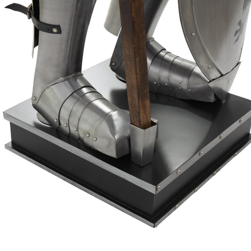 Andelina réplique en acier inoxydable armure médiévale avec panache et bouclier, Argent