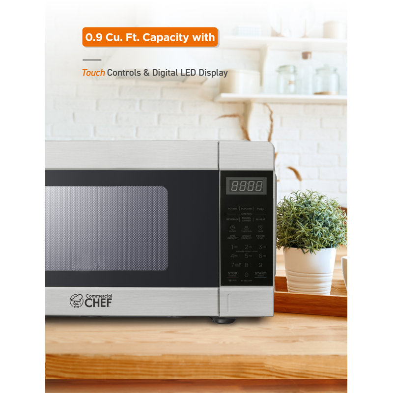 CHM Series COMMERCIAL CHEF 0.9 Cu Ft Countertop Microwave with 10 Power Levels, Black