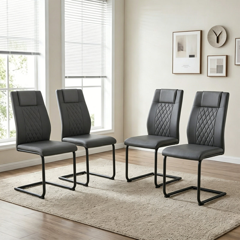 Chaises de salle à manger Kimil, Set of 4, Gris, Doré
