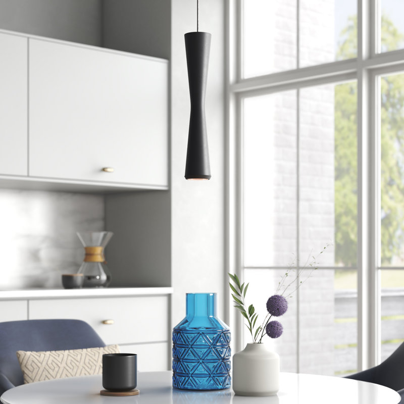 Luminaire suspendu géométrique simple à 1 lumière Wakeland, Noir