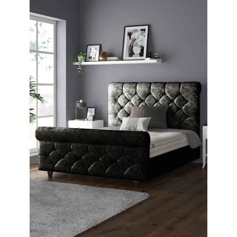 Bella Vista Upholstered Bed, Single (3'), Black