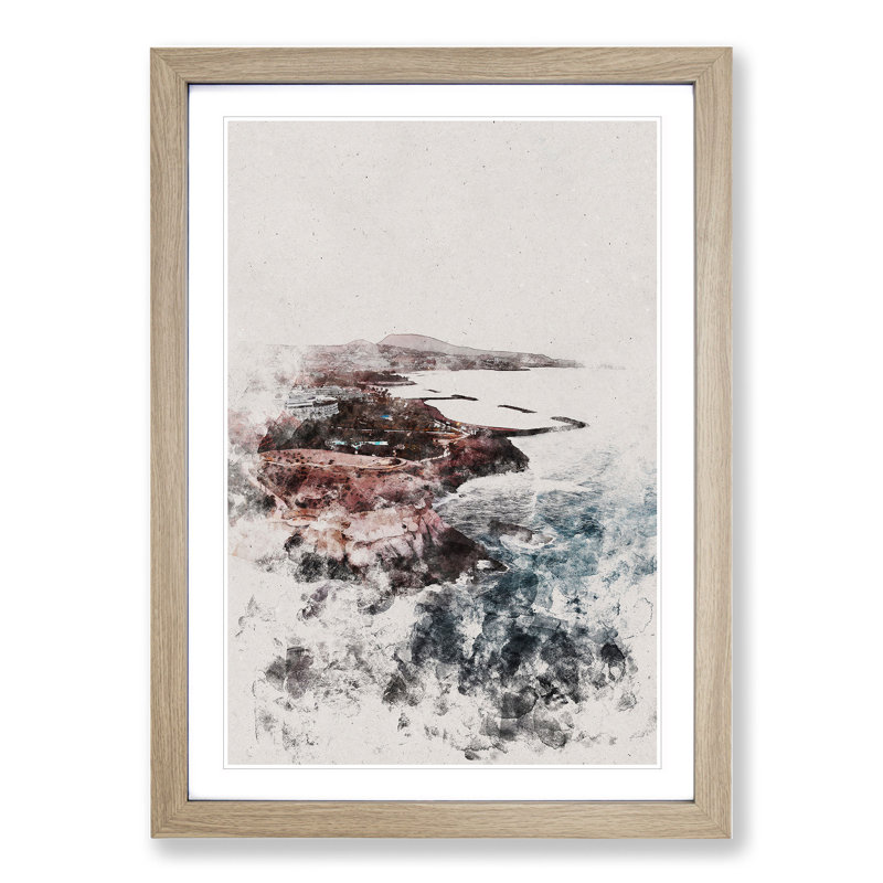 Skyline Of Tenerife In Spain - Single Picture Frame Print on Wood, Oak Framed, 65cm H x 48cm W x 2cm D