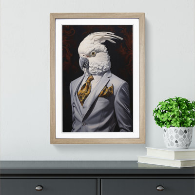 Cockatoo In A Suit No.3 - Single Picture Frame Print on Wood