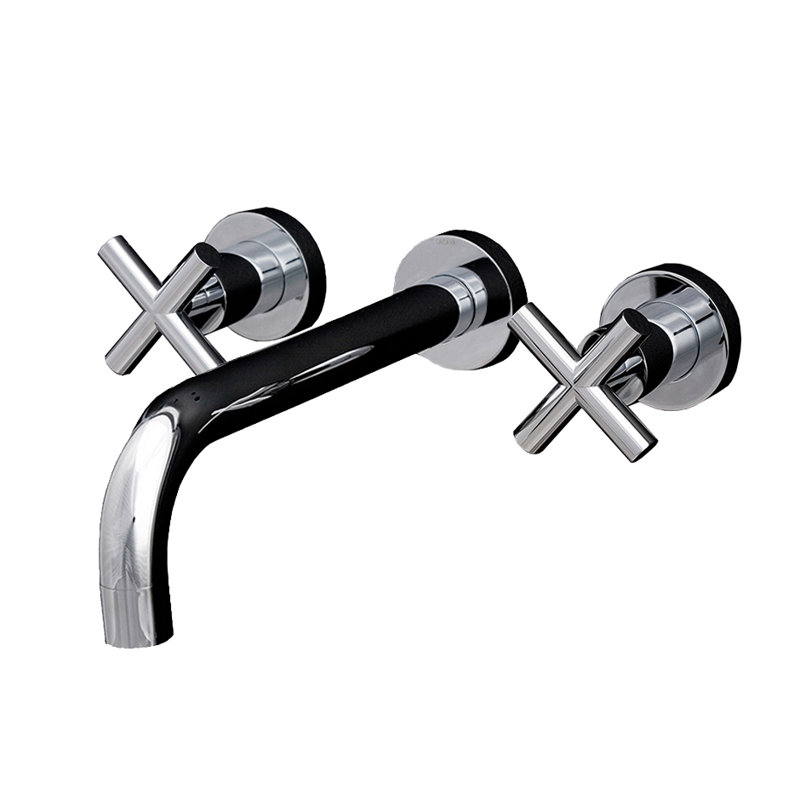 Cigno Wall Mounted Bathroom Faucet, Polished Chrome, 1 GPM, Cross Handle