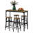 Homcom bar table set for 4, industrial high top table with bar stools, 5-piece small kitchen table and chairs for pub, dining room, rustic brown - stylish and space-saving