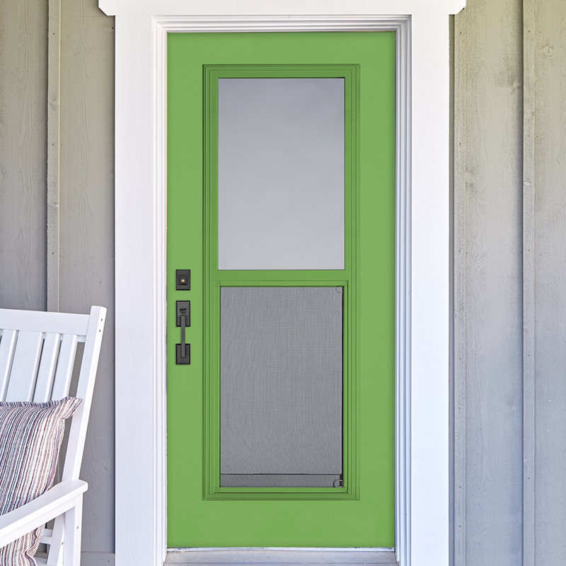 Porte d'extérieur pré-suspendue 36 po x 80 po pleine longueur en fibre de verre lisse avec poteau 4-9 / 16 po, Droite