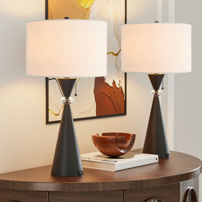 Lampe de table moderne en métal doré poli avec port USB 28 po Warrnambool pour salon de chambre à coucher
