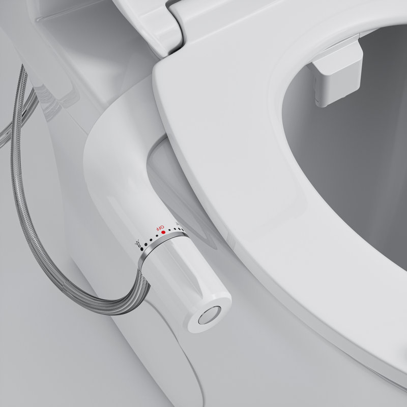 Ultra-slim Non-electric Bidet Attachment, Dual Nozzle With Guard Cover, White
