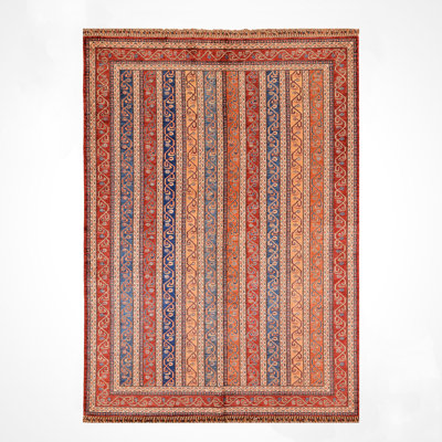 Tapis en laine et coton rouge noué à la main Original