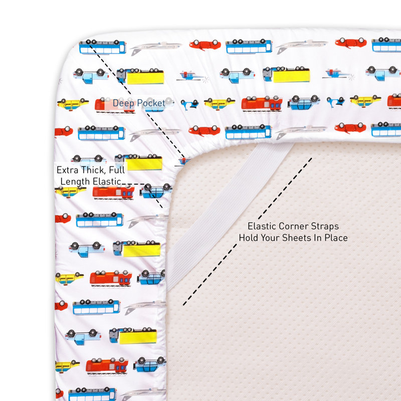 Blue Transportation Print Microfiber Twin Kids Sheet Set