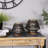 Small Woven Iron Pillar Candle Holder With Wooden Base - - Black-101097369