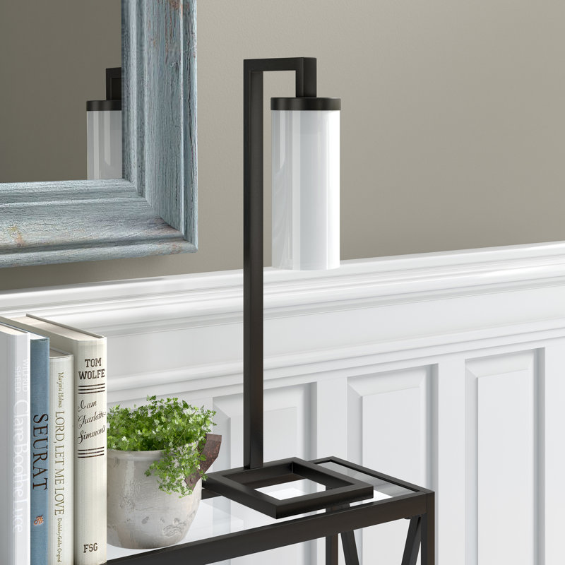 Malva Metal Desk Lamp, Blackened Bronze, White Glass