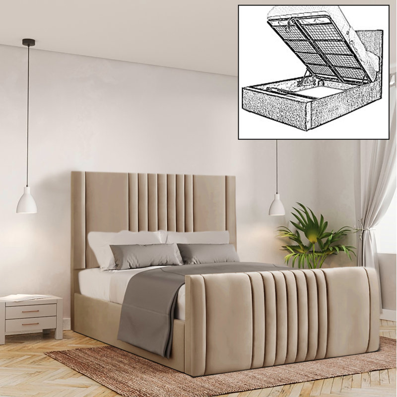 Bennit Upholstered Ottoman Storage Bed, Single (3'), Coffee